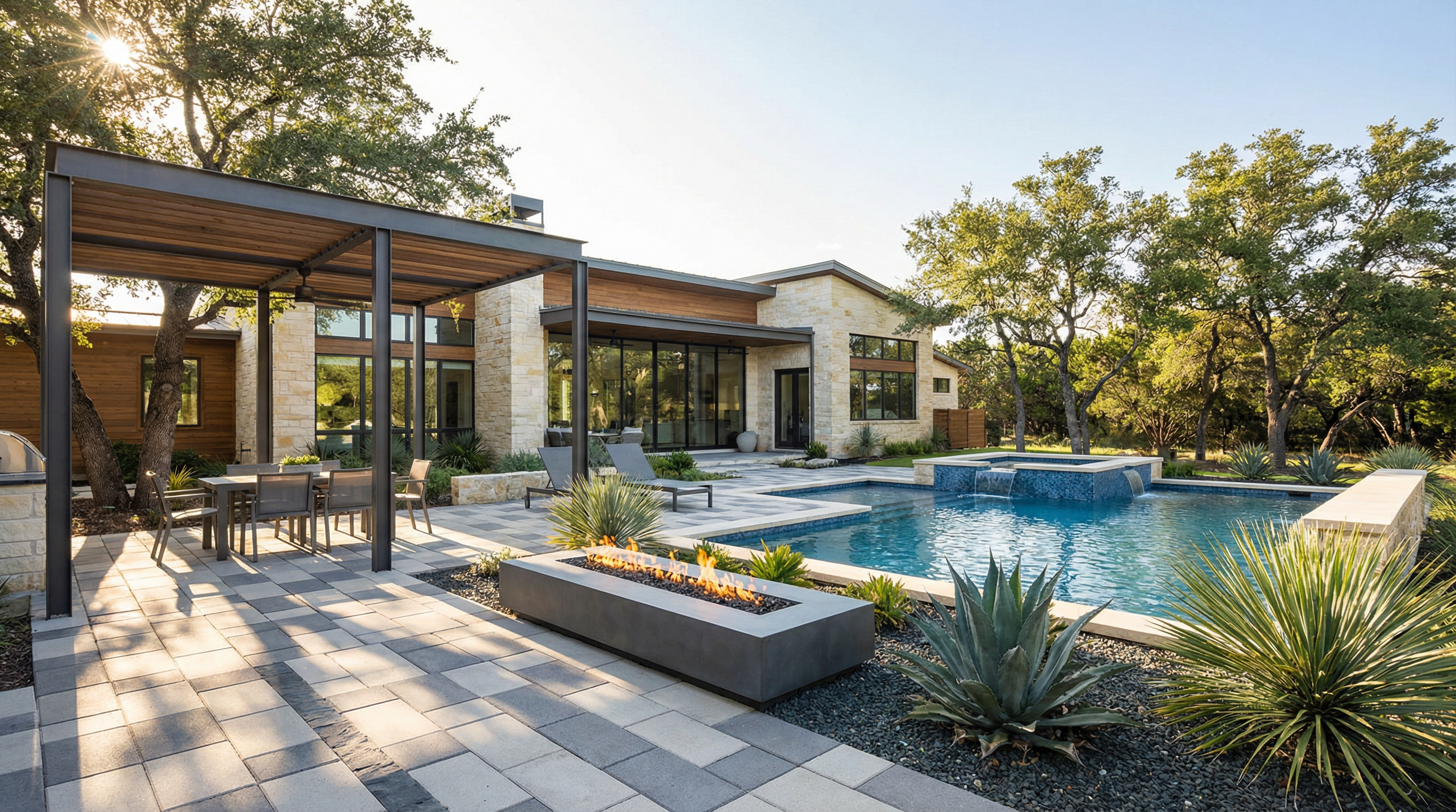 Premium hardscaping in Circle C Ranch